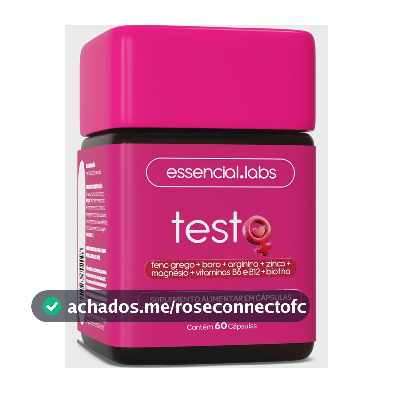 TESTO ESSENCIAL para MULHERES - Fórmula Exclusiva com Feno Grego + Boro + Arginina + ZMA + Biotina + Vitaminas B6 e B12 - 60 Cápsulas
