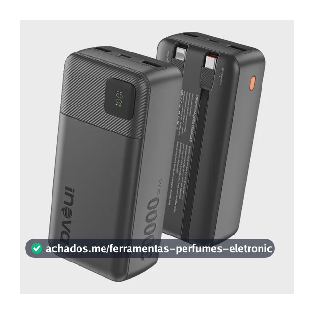 Carregador Portátil Power Bank Turbo Inova 30000mah Pd 22.5w Preto
