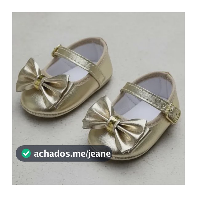 Sapatilha Bebê Boneca Dourada Laço Metal Rn Conforto Estilo