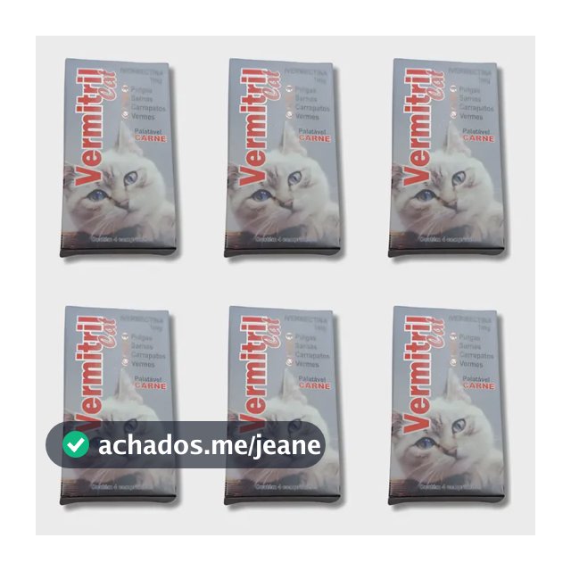 Vermitril 1mg P Verme Sarna E Pulgas P/ Gatos 24 Comp Cinza