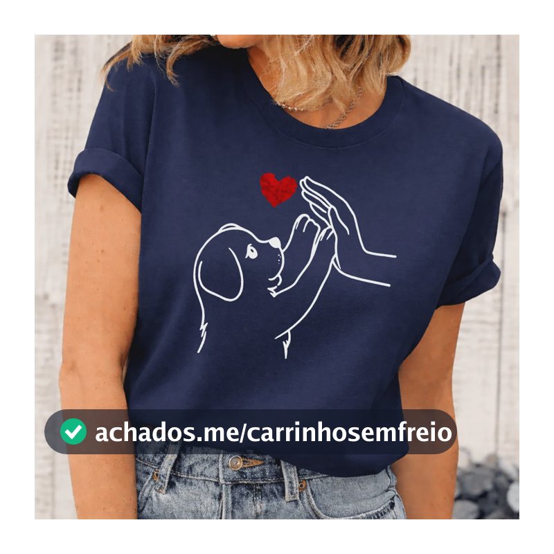 Camiseta Blusa Feminina Estampado T-shirt Confortável Macia Azul-marinho G