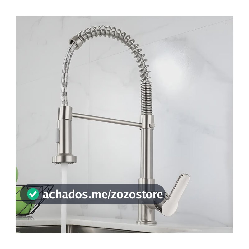 Torneira Cozinha Gourmet Bancada Flexível Monocomando Pia Prateado B22-silvery