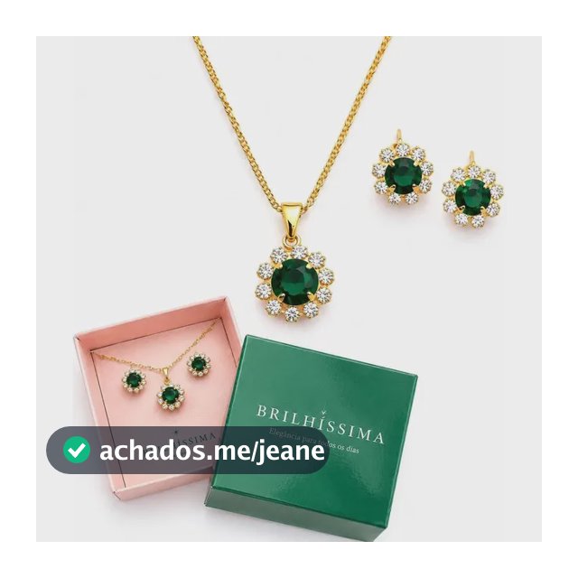 Conjunto Colar Brinco Zirconia Folheado A Ouro Presente