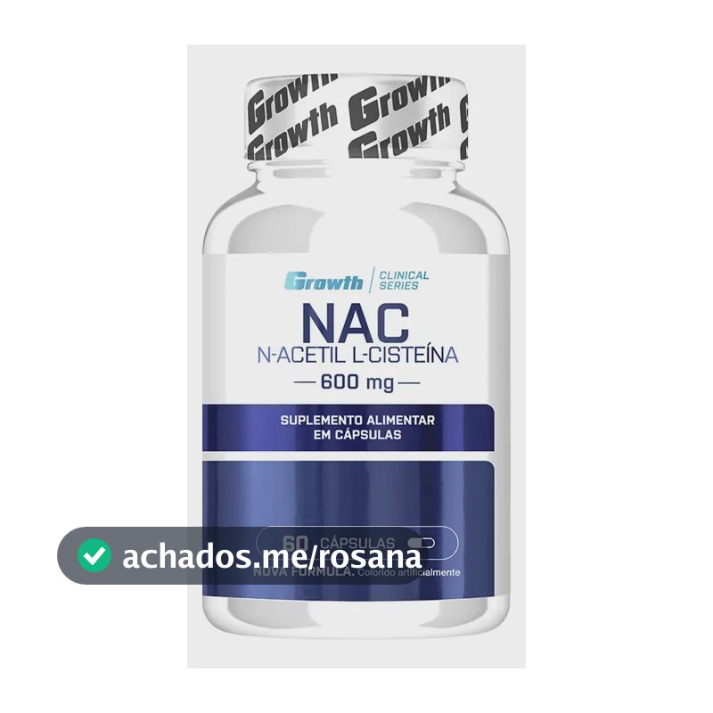 (nac) N-acetil L-cisteina 60 Cápsulas Growth Supplements Sem Sabor