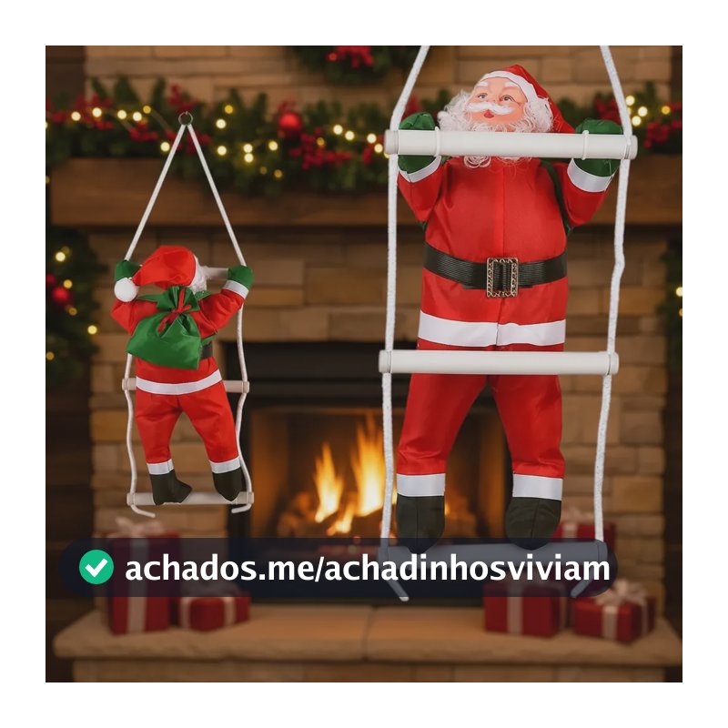 Papai Noel Escalador Escada 30cm Enfeite Natal Decoração     Única