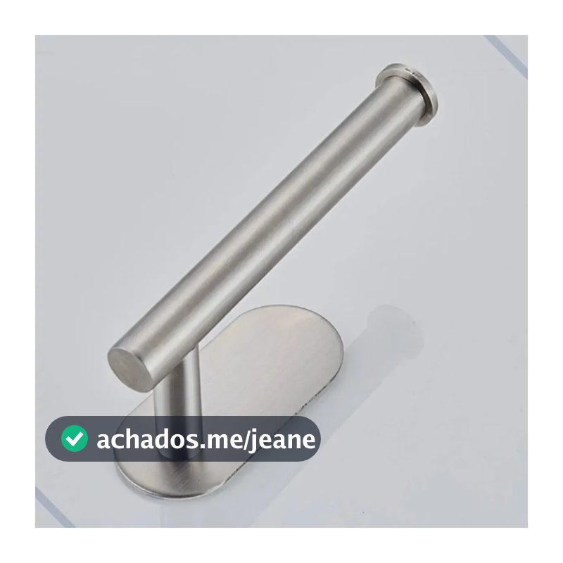 Porta Papel Higiênico Inox Adesivo 3M ViMad Parede Prateado