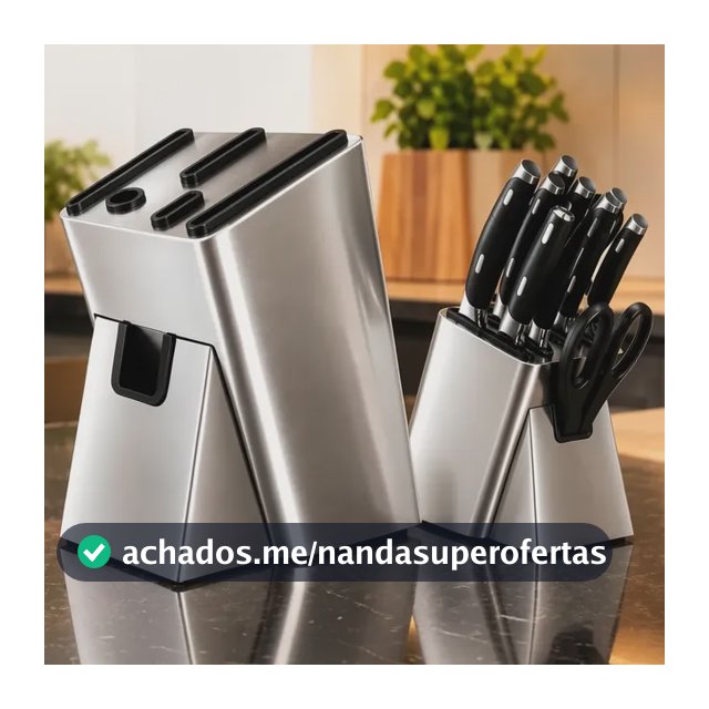 Porta Facas Inox 6 Compartimentos Faqueiro Organizador Facas Inox