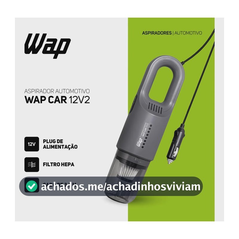 Aspirador Automotivo Portátil WAP CAR Filtro HEPA Cabo de 3,7m 180W 12V2