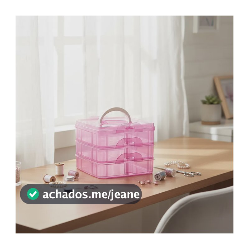 Caixa Organizadora Tipo Maleta C/3 Andares E 18 Divisórias Rosa Lisa