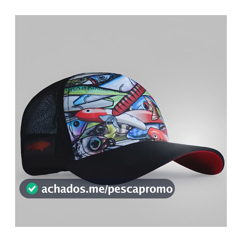 Boné Pesca Brk Isca Artificial Pescaria Esportiva Telinha Preto Único Isca Artificial