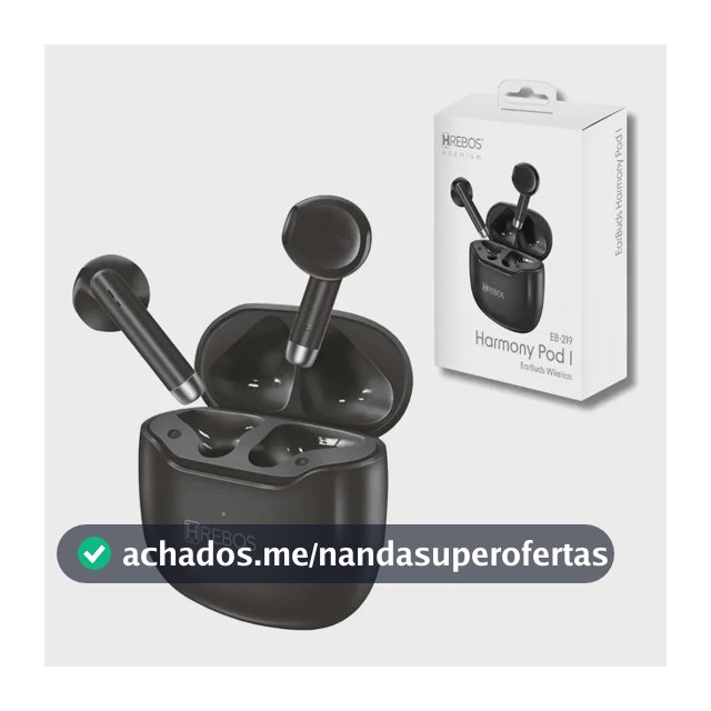 Fone Sem Fio Hrebos Harmony Pod I Eb-219 Bluetooth Cor Preto