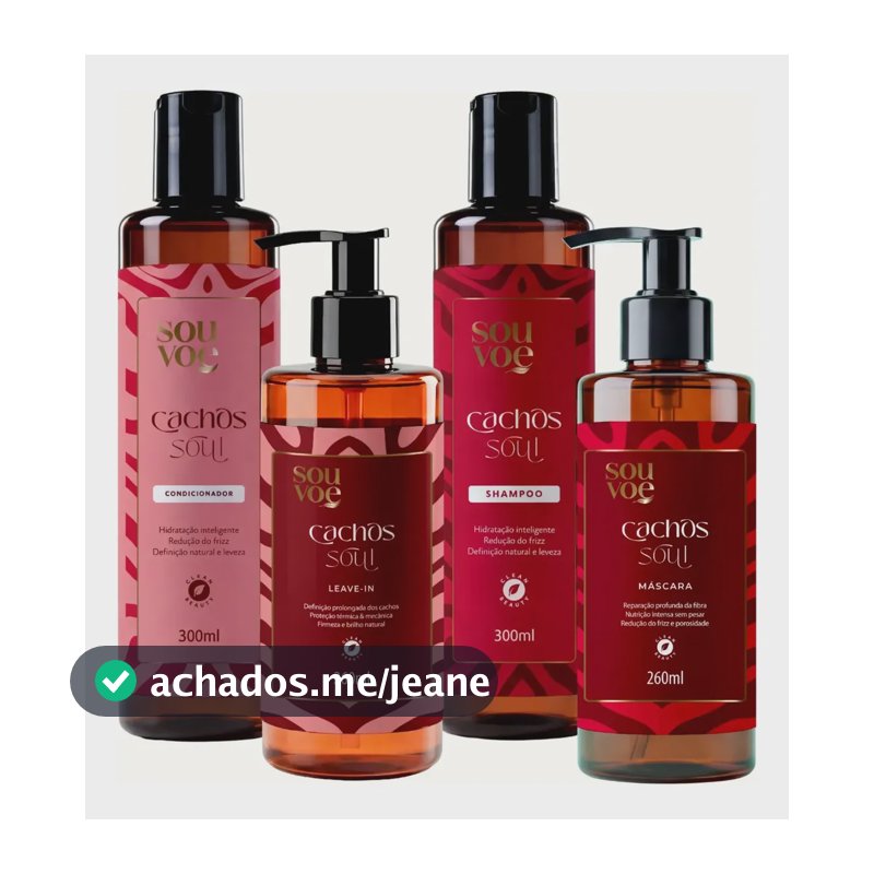 Kit Linha Cachos Soul Shampoo Condicionador Leave-in Máscara