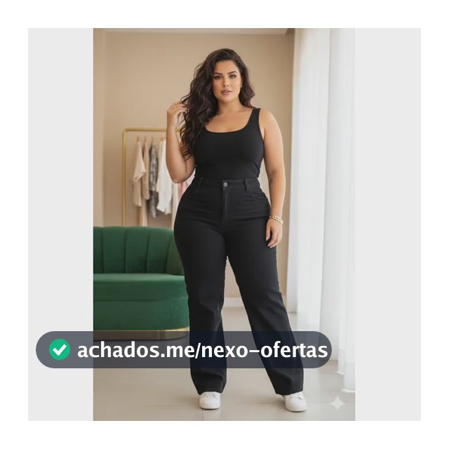 Calça Plus Size Jeans Feminina Wide Leg Levanta Bumbum