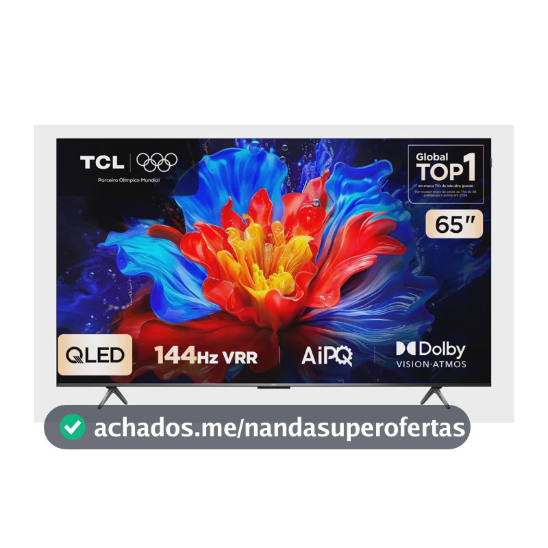 Smart TV TCL 65 Polegadas QLED 4K P8K WiFi Bluetooth Google TV 144Hz HDR10+ Dolby Atmos Vision 65P8K