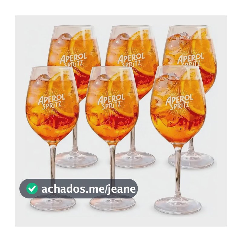 6 Taças Aperol Spritz Vidro Barone 490ml Elegantes Água