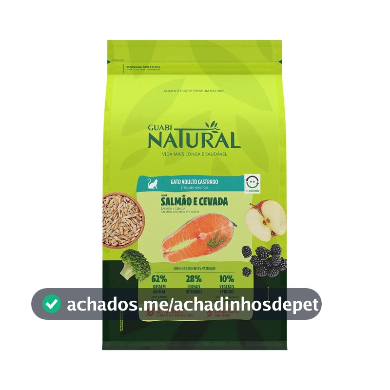 Ração Natural Gato Adulto Castrado Sabor Salmão e Cevada 7.5kg