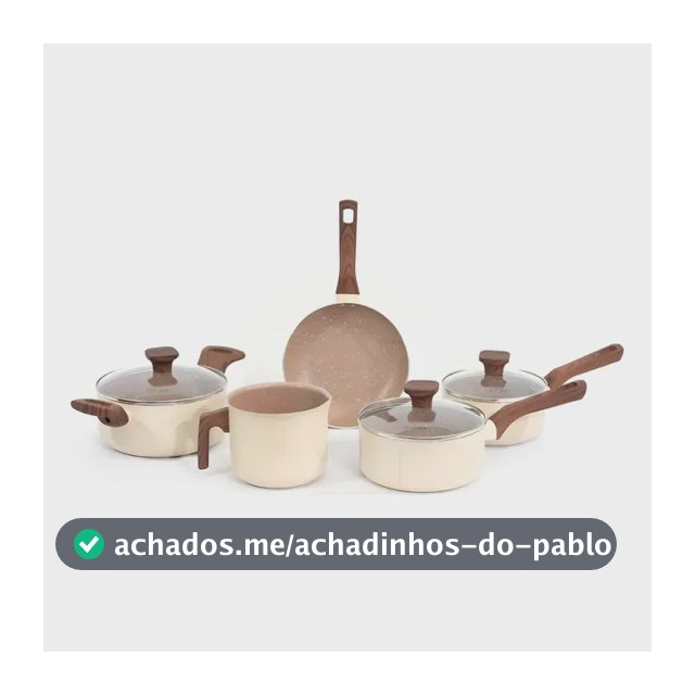 Jogo De Panelas Mimo Style Fundo Triplo Indução 5 Peças Cor Bege
