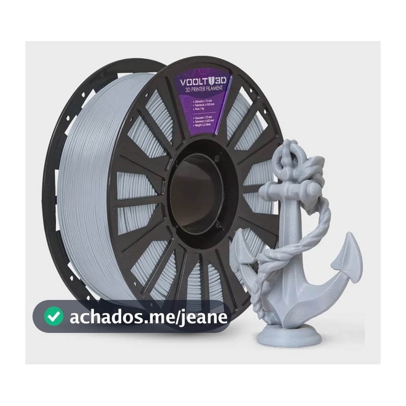 Filamento PLA Cinza Claro 1Kg Voolt3D High Speed Premium Para Impressão 3D Impressoras 3D Peças Impressas Peças Decorativas Alta Velocidade Fabricação Nacional