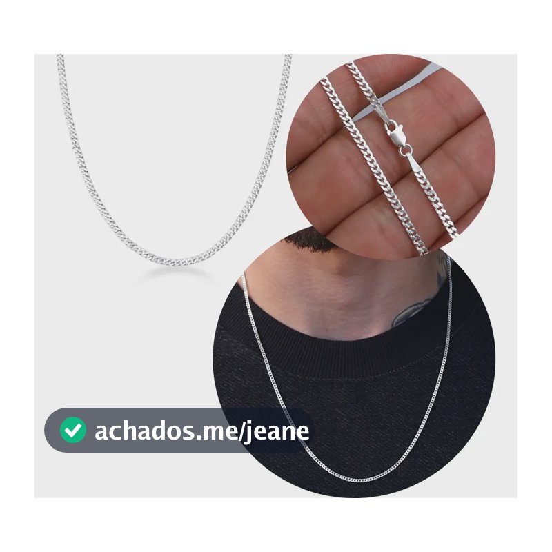 Corrente Em Prata 925 Masculino Grumet Escamada Argennti 2mm 60cm 2 Mm