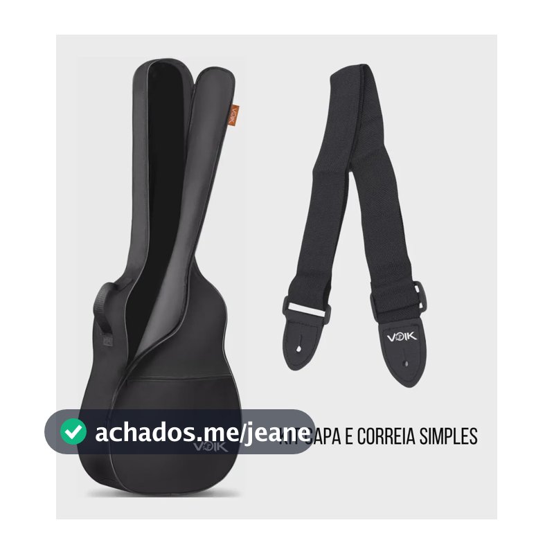 Capa Bag Para Violão Voik Cv-4101p Preta Com Correia Simples Preto