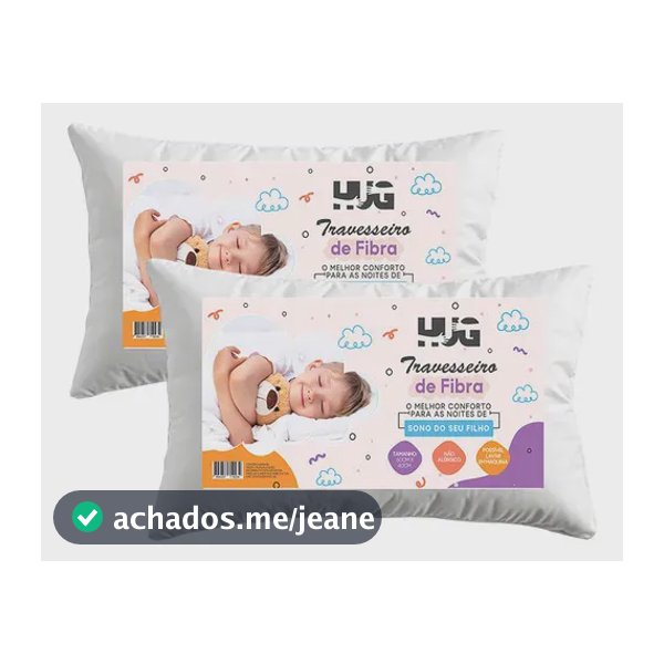 Kit 2 Travesseiros De Fibra Infantil Lavavel Antialergico