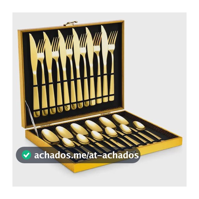 Eps-158 Kit Faqueiro Dourado Luxo Jogo Talheres Inox 24pçs + Maleta Sem Estampa