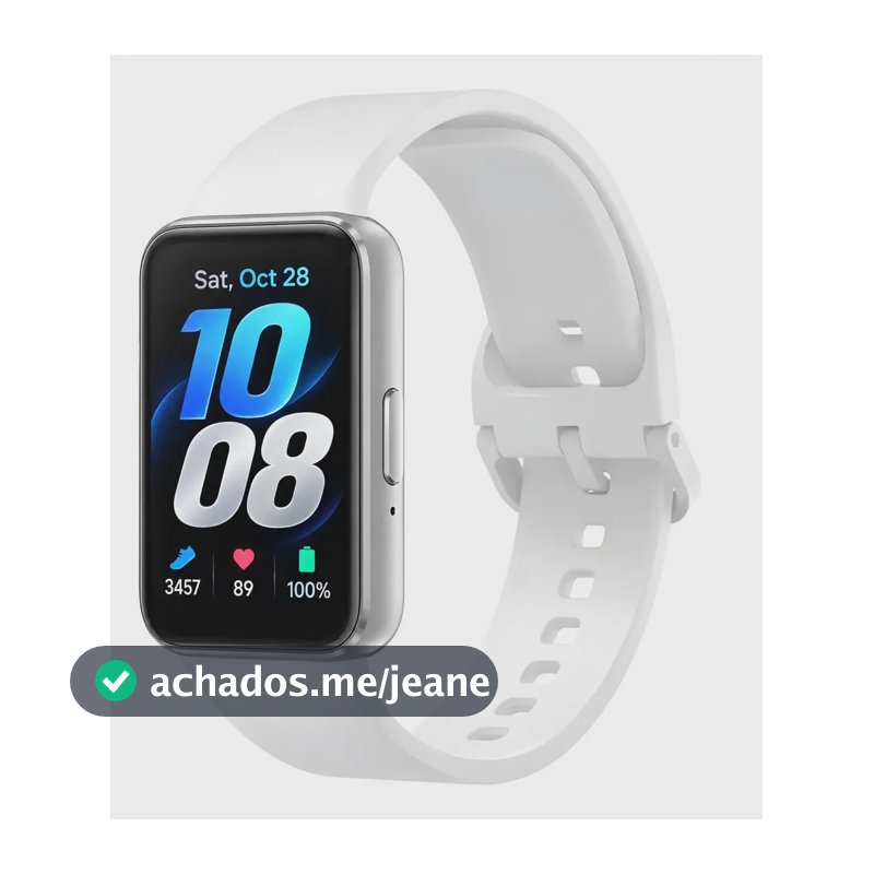 Samsung Galaxy Fit3 Smartwatch Tela Amoled 1.6 Bluetooth Monitor Cardíaco Bateria Longa Duração Resistente À Água Cor Prata Branco Prateado