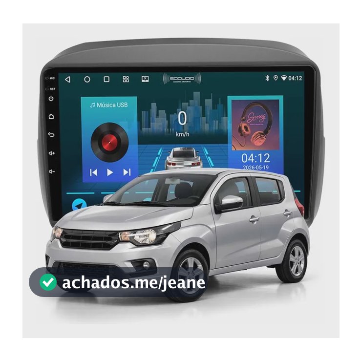 Multimídia Fiat Mobi Até 2025 2+64gb Qled Carplay Android 9p Preto Fosco
