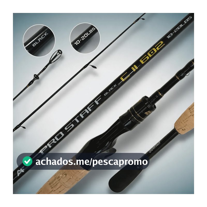 Vara Pro Staff Black 1,8m 20lb Carretilha 2p Carbono Solfish Preto