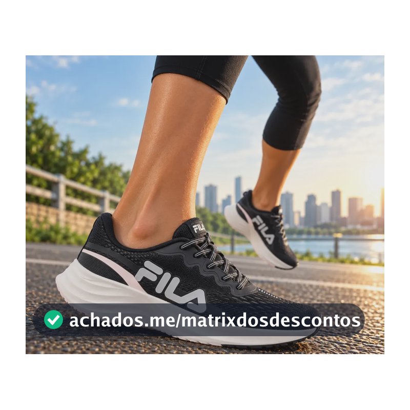 Tênis Fila Feminino Esportivo Racer Comet 2 Corrida Original Preto/rosa-claro Liso 37