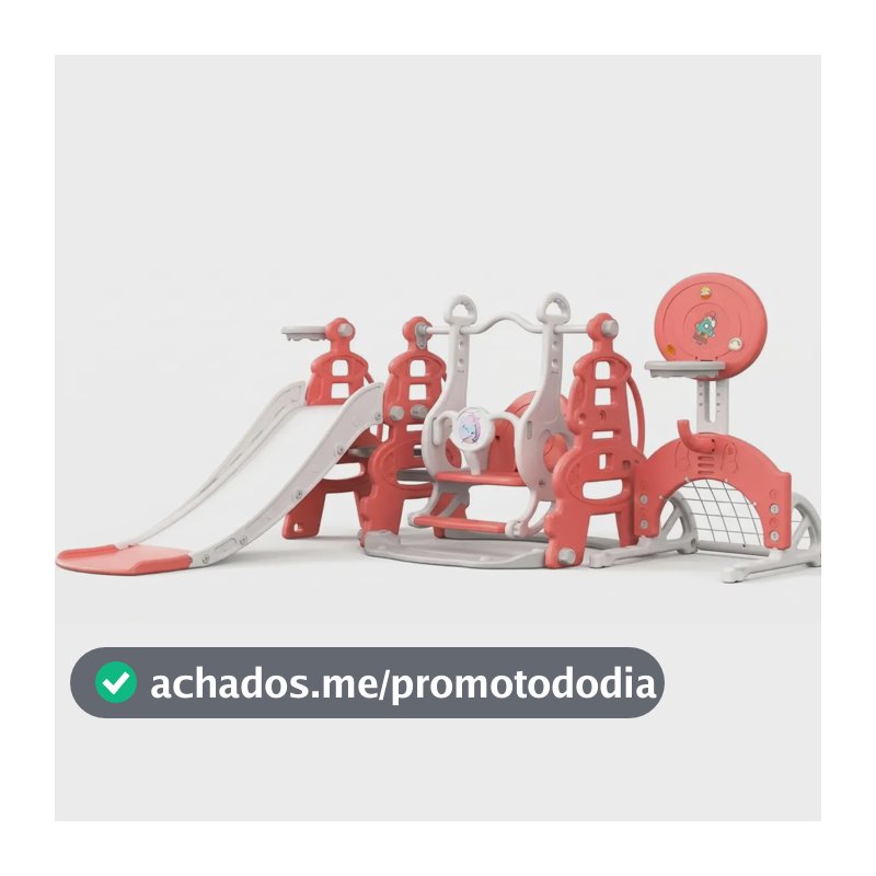 Playground Infantil Com Escorregador Balanço Gol E Cesta Rosa