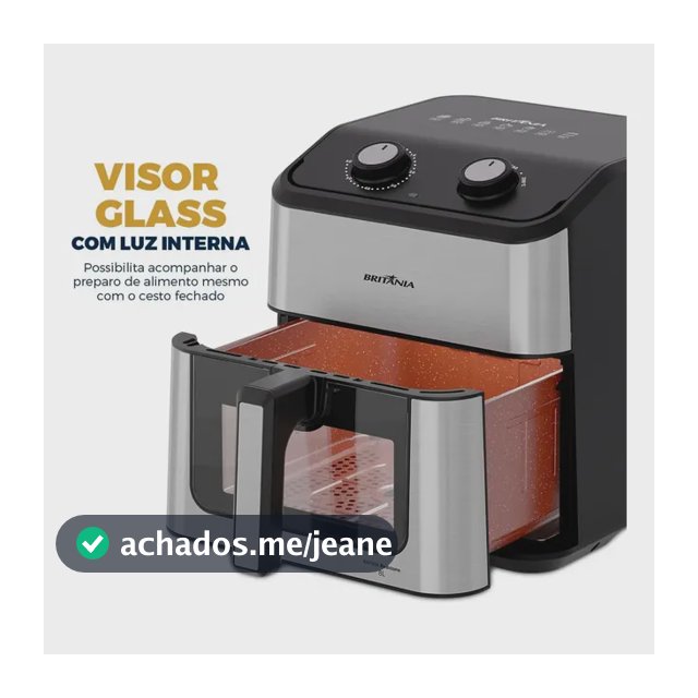 Air Fryer Britânia 8L Redstone Visor Glass BAF80A