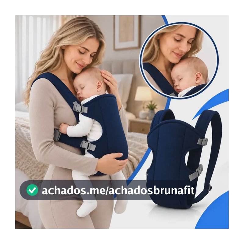 Canguru Carregador Sling Bebê Ergonomico Cadeirinha Conforto Azul-marinho