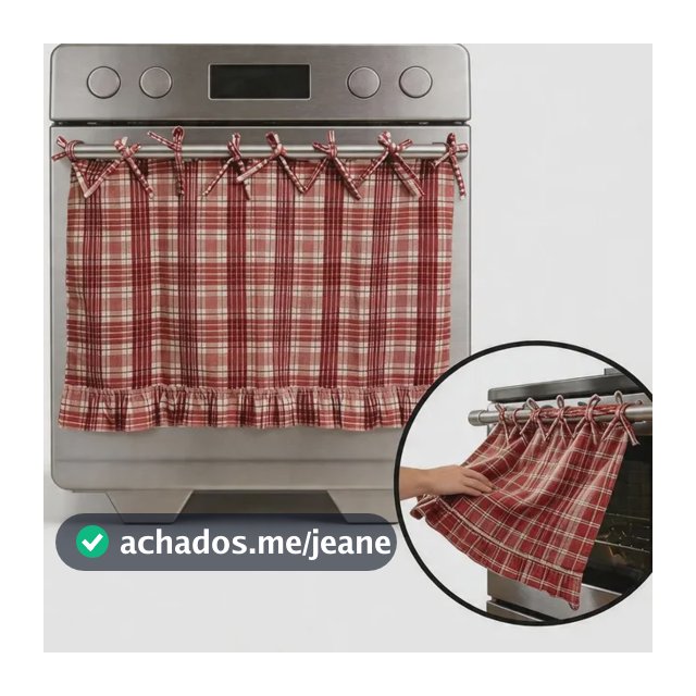$ Cortina Para Porta De Forno Com Bordado 1 Peça /