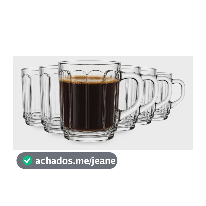 Jogo De Canecas Em Vidro Grosso Para Café Chá E Cappuccino 6 Canecas