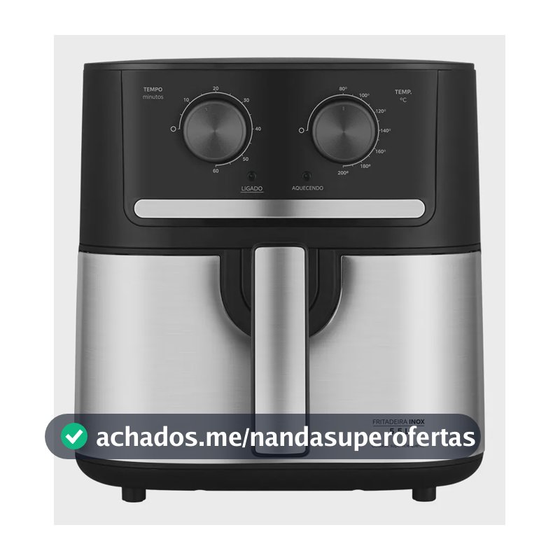 Fritadeira Air Fryer 5,5l Cyclone Preto E Inox Midea