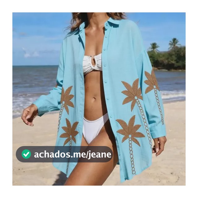 Camisa Feminina Com Chemise Coqueiros,blusão De Praia.
