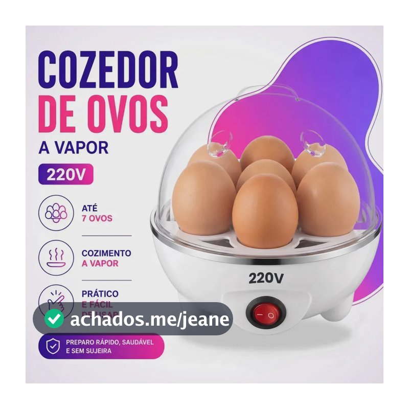 Cozedor De Ovos Elétrico Portatil Branco Cozinhar A Vapor Legumes 7 Ovos com Desligamento Automático