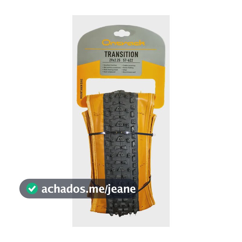Pneu 29x2.25 Transition Preto Kevlar Tubeless Mtb 60 Tpi Cor Preto Faixa Marrom