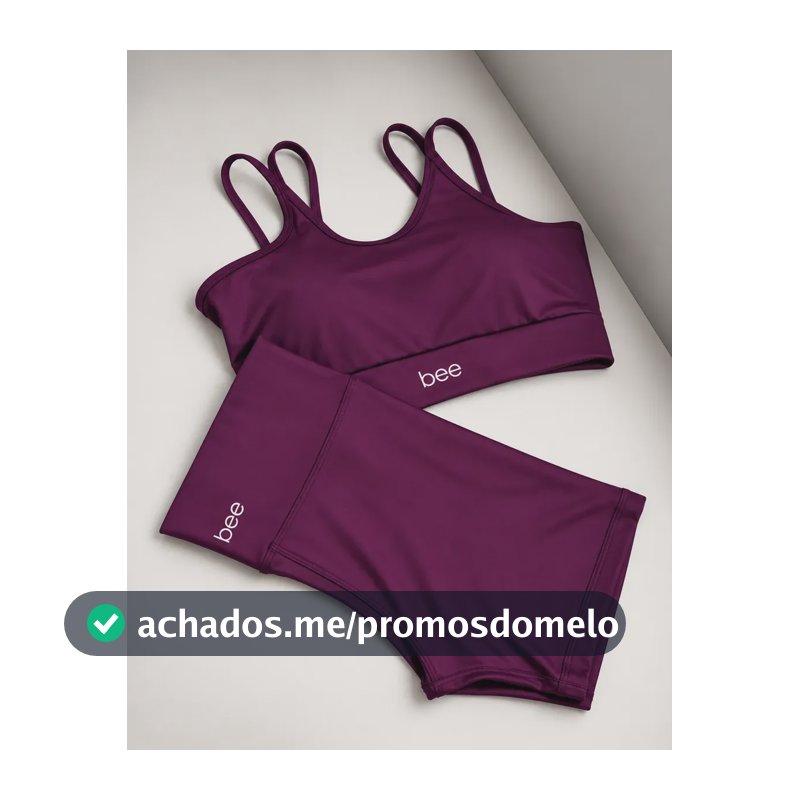 Conjunto Fitness Bee Top Cropped E Short Premium Feminino Roxo Liso M