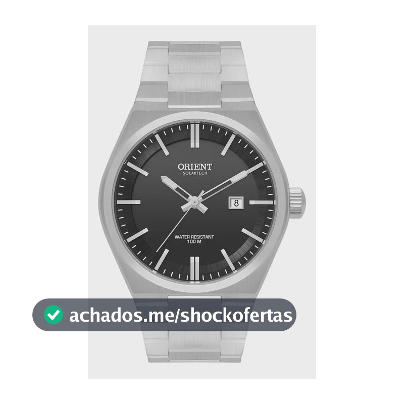 Relógio Solar Orient MBSS1493 P1SX Analógico Preto Aço Inox Prateado 100m