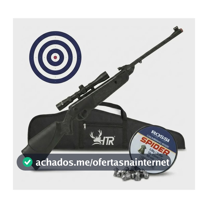 Carabina Espingarda De Pressão Rossi Dione Sport 5.5mm Completa Com Luneta, Capa E Chumbinho