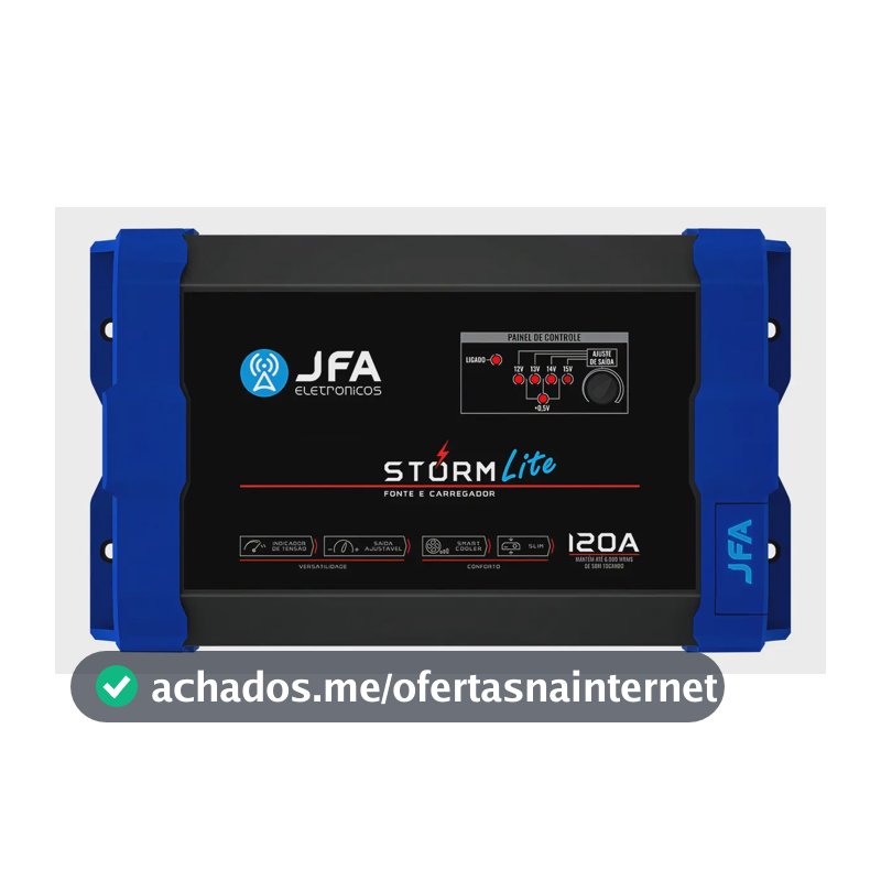 Fonte Carregador Automotivo JFA Storm Lite 120A 12V 1800W Bivolt Preto
