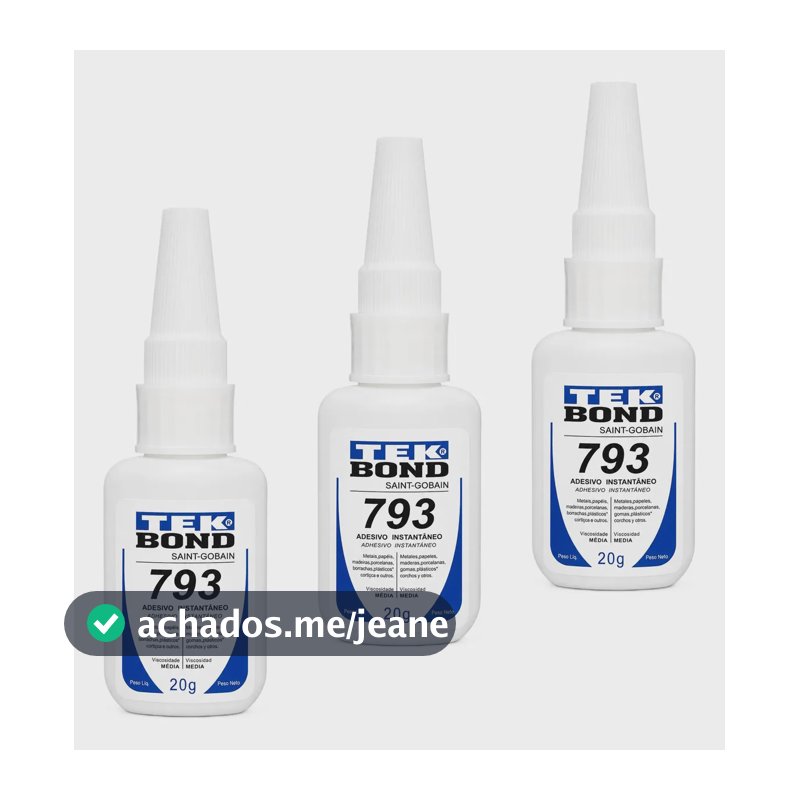 Kit 3 Super Colas Instantâneas Tekbond 793 20g Superfícies