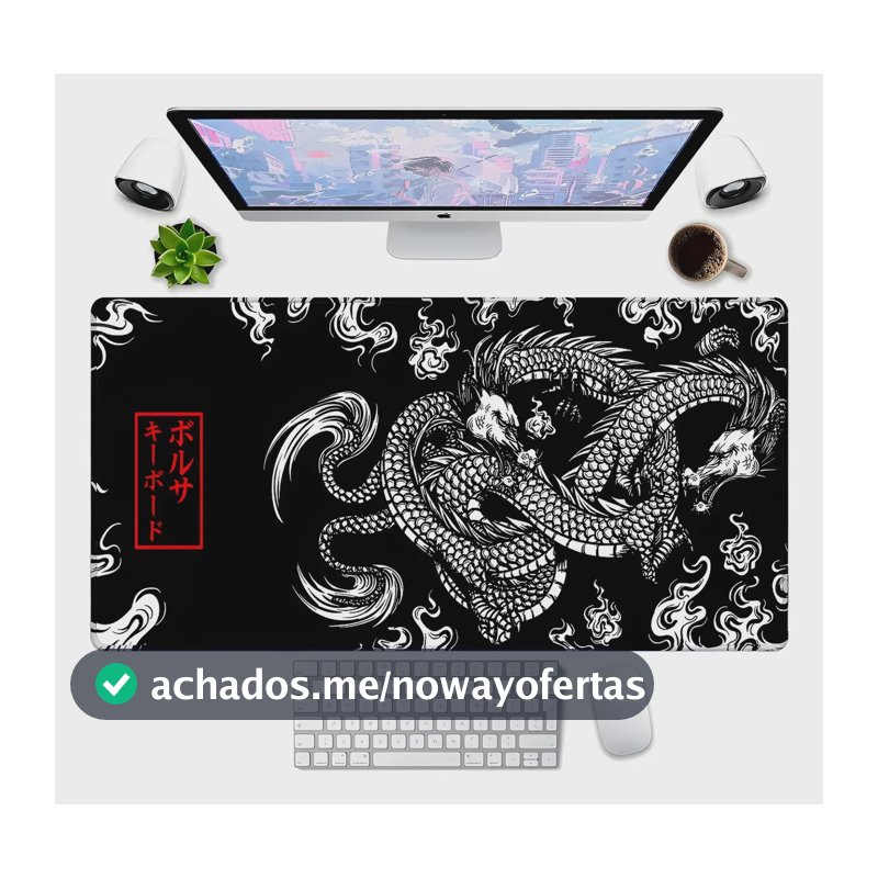 Mouse Pad Dragão Negro 70x30cm Chinês Japonês Premium Grande Dragão Oriental 70x30 | 1856 Dragaooriental