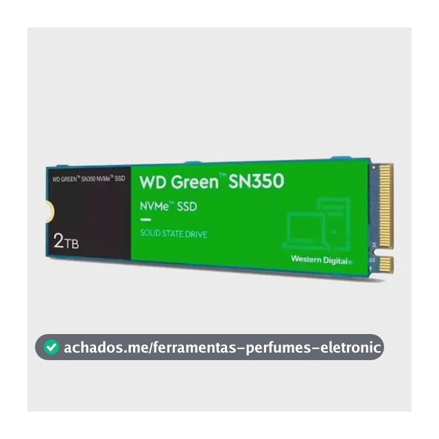 Ssd 2tb M.2 2280 Nvme Pcie Gen3 Western Digital Wd Green Sn350 Wds200t3g0c Velocidade De Leitura Até 3200mb/s Cor Verde Disco Sólido Interno