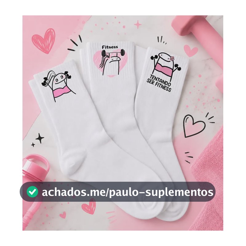 Kit  3 Pares Divertidas Flork Malhando Academia Treino Fit Branco Flork Feminina Unico