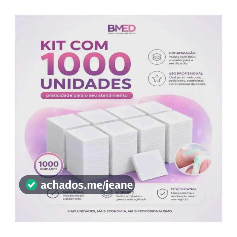 Algodao Prensado Para Limpeza De Unhas 1000un BMED