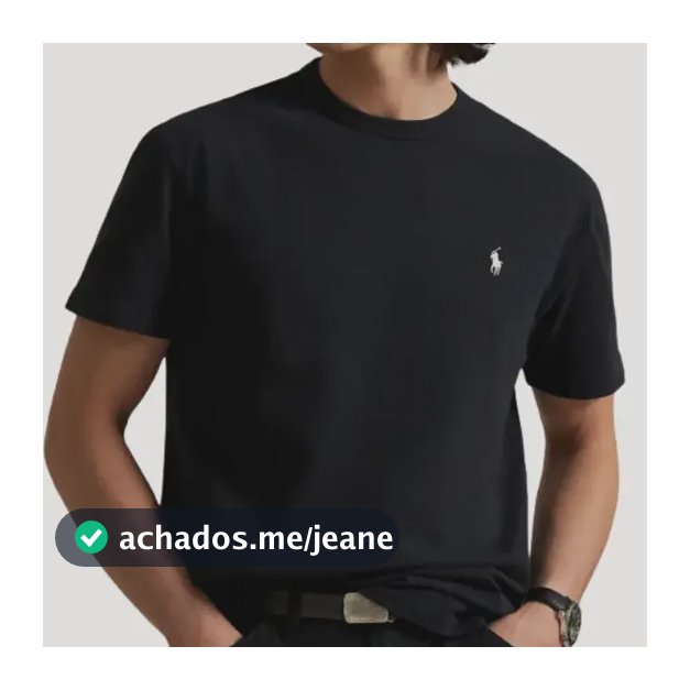 Camiseta Básica Ralph Lauren Preta Masculina Algodão
