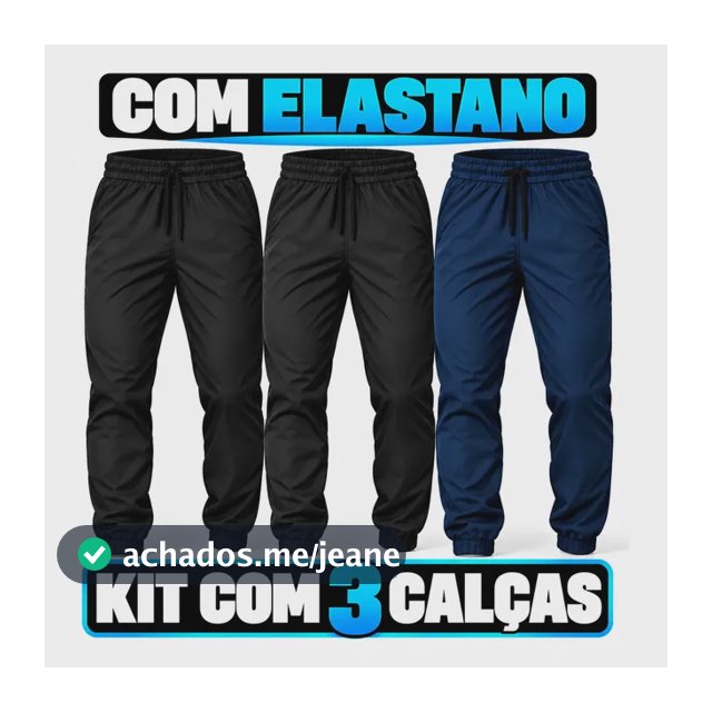 Kit 3 Calça Jogger Masculina Tactel Elastano Leve Esporte
